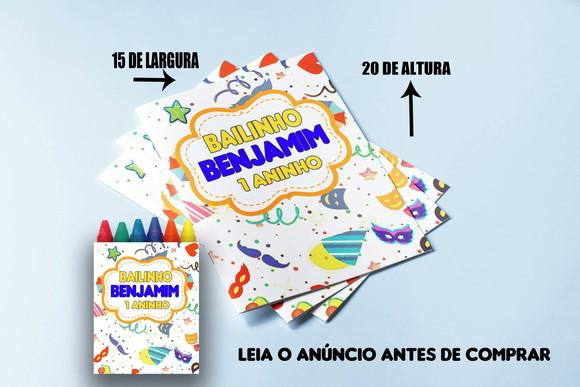 Revistinha e Giz de Cera Lembrancinhas Bailinho de Carnaval