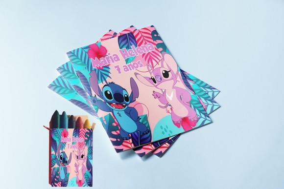 Revistinha e Giz de Cera Personalizado do Stitch