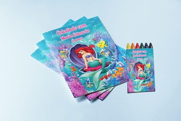 Revistinha para Colorir com Giz de Cera Personalizado Ariel