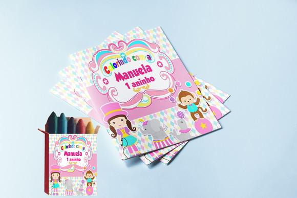 Revistinha para Colorir com Giz de Cera Circo Rosa