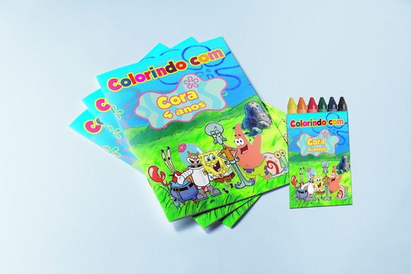 Revistinha para Colorir com Giz de Cera do Bob Esponja