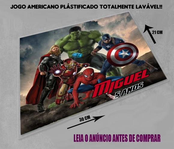 Souplast Jogo Americano Personalizado dos Vingadores