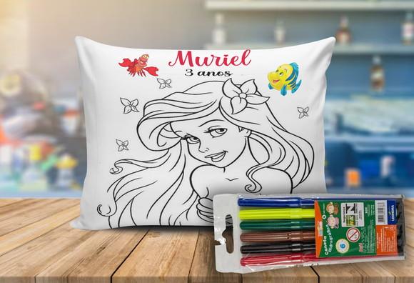 Almofada de Colorir da Ariel+6 Canetinhas de Colorir