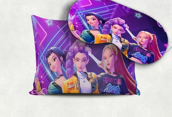 Almofada + Mascara de Dormir Personalizada Guerreiras K-pop