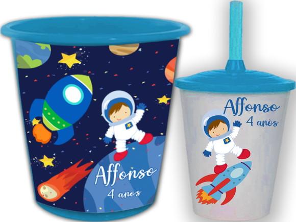 Kit Balde de Pipoca e Copo Twister do Astronauta