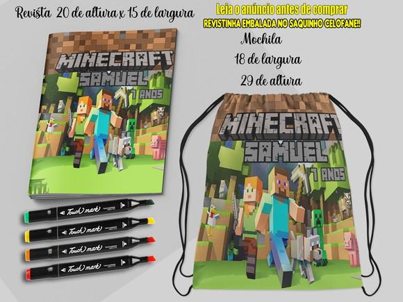 Kit Colorir Co Miniecraft Revista +mochila+canetinhas