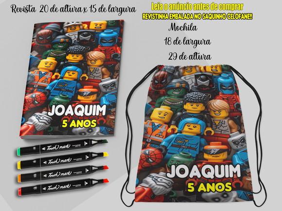Kit Colorir da Lego Mochilinha+revista com Canetinhas