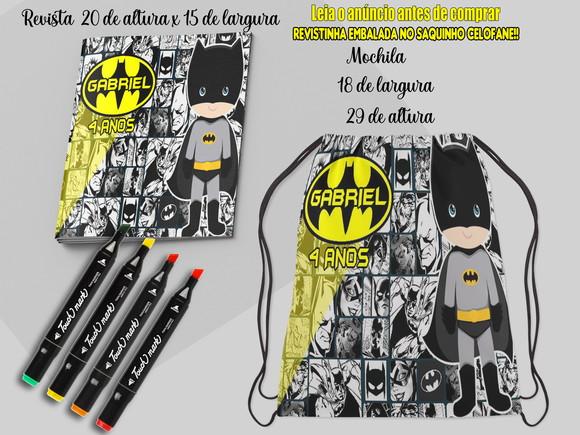Kit Colorir do Batman Mochilinha+revista com Canetinhas