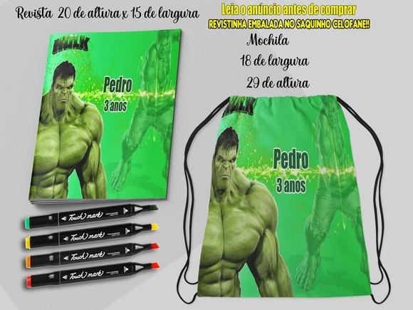 Kit Colorir Mochila +revista do Incrivel Hulk