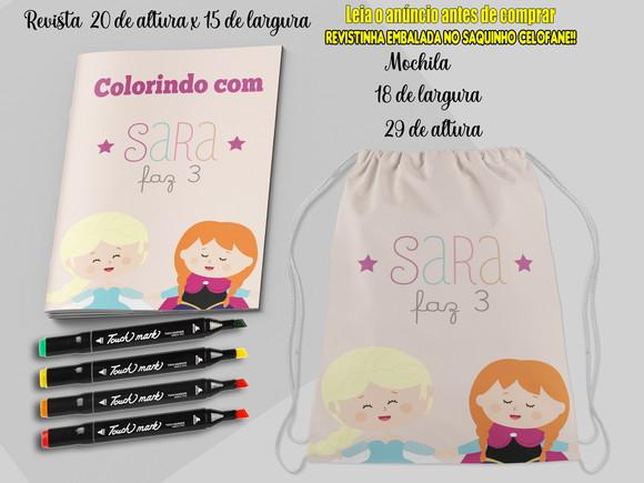 Kit Colorir Frozen Cute Mochila + Revista de Colorir
