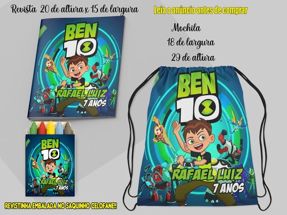 Kit Colorir Mochila e Revista com Giz de Cera Ben 10