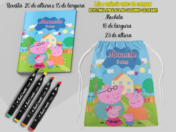 Kit Colorir Pepa Mochilinha+revista com Canetinhas