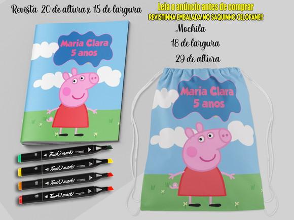 Kit Colorir Pepa Revista+canetinhas+mochilinha