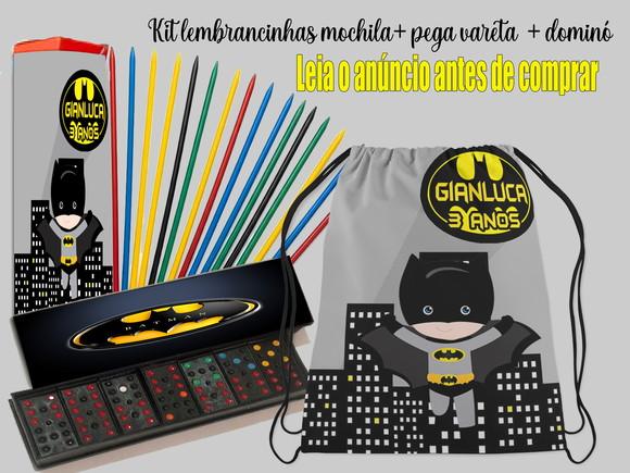 Kit Lembrancinhas Mochila +pega Vareta+dominó do Batman