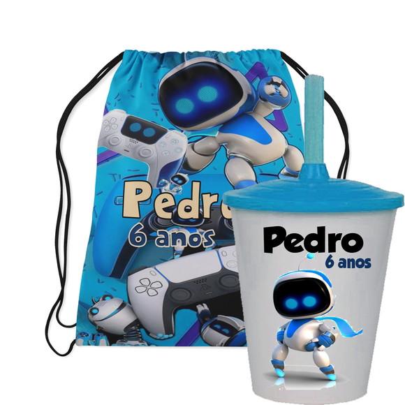 Kit Mochilinha e Copo Twister do Astrobot