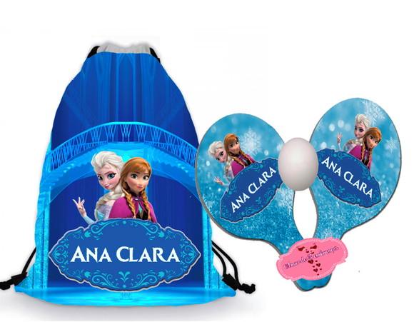 Kit Mochilinha e Raquete mdf Personalizada Frozen