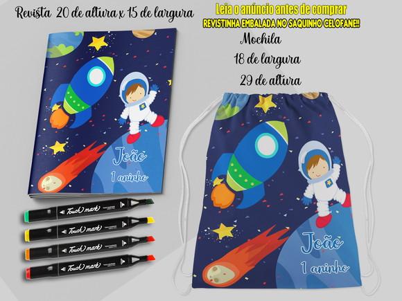 Mochila + Revista com Canetinhas Astronauta