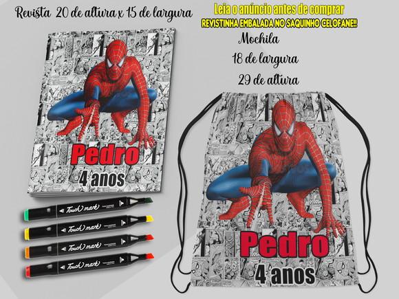 Mochilinha +revista com Canetinha Homem Aranha