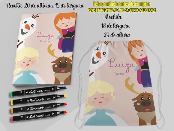 Mochilinha +revista de Colorir com Canetinhas Frozen Baby