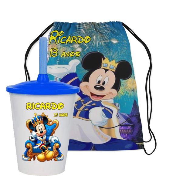 Mochilinha e Copo do Mickey Realeza