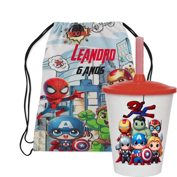 Mochilinha e Copo dos Vingadores Baby Cute