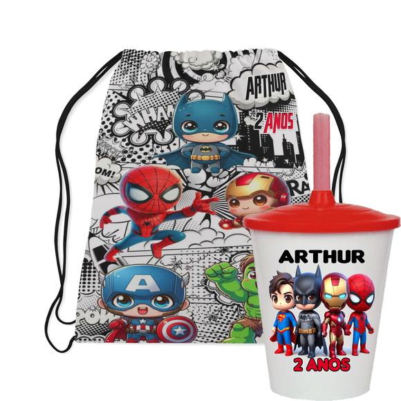 Mochilinha e Copo dos Vingadores Baby Cute