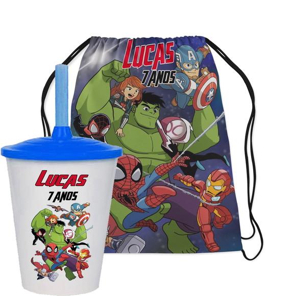 Mochilinha e Copo dos Vingadores Baby Cute