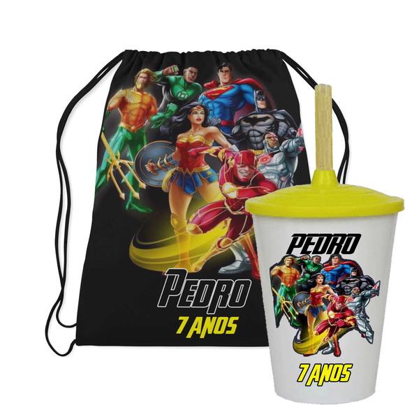 Mochilinha e Copo Liga da Justiça