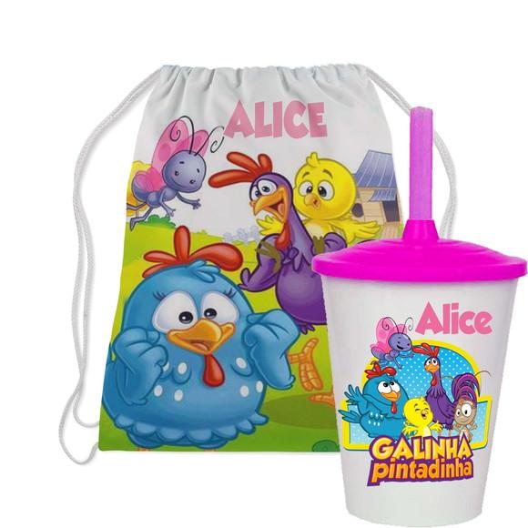 Mochilinha e Copo Twister da Galinha Pintadinha
