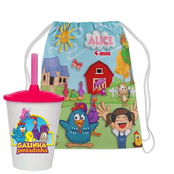 Mochilinha e Copo Twister da Galinha Pintadinha