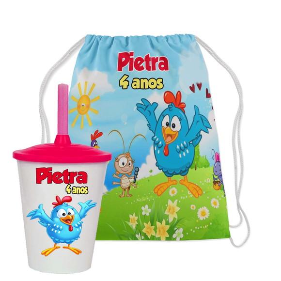 Mochilinha e Copo Twister da Galinha Pintadinha