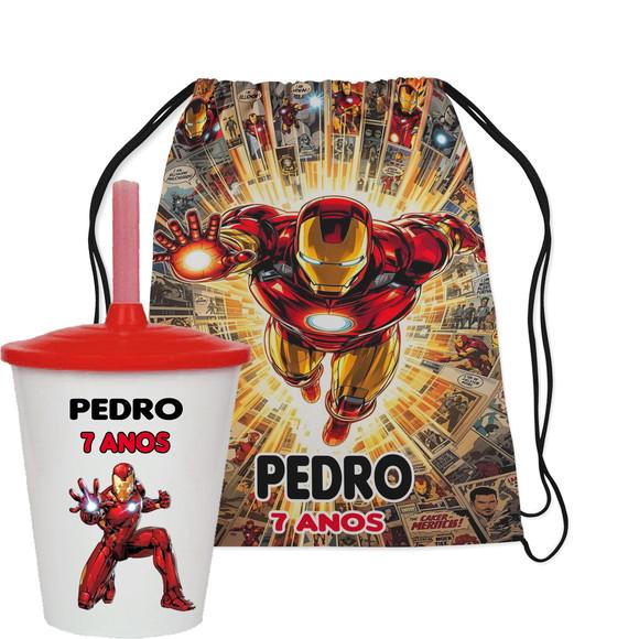 Mochilinha e Copo Twister do Homem de Ferro