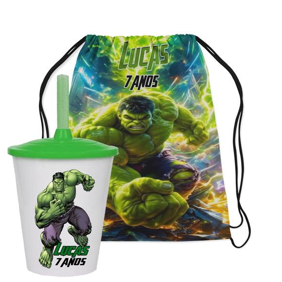 Mochilinha e Copo Twister do Incrivel Hulk