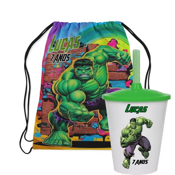 Mochilinha e Copo Twister do Incrivel Hulk