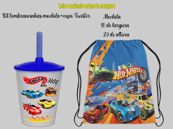 Mochilinha e Copo Twister Hot Wheels