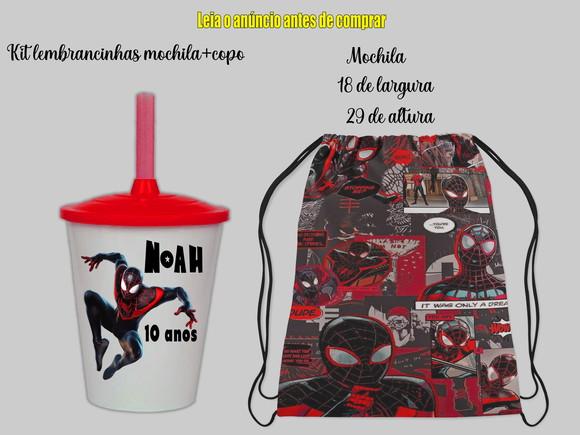 Mochilinha e Copo Twister Miles Morales Homem Aranha #