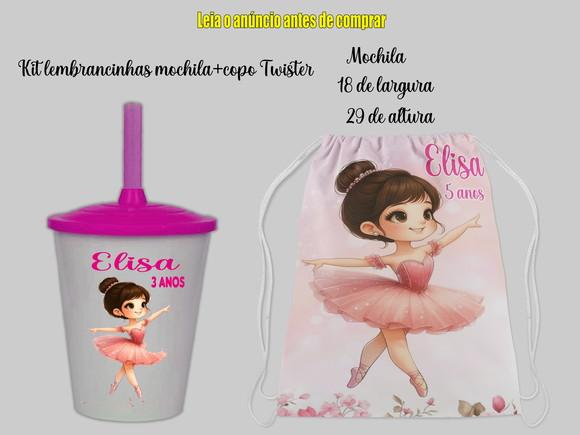 Mochilinha e Copo Twister para Lembrancinhas Bailarina