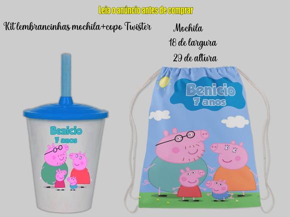 Mochilinha e Copo Twister Pepa