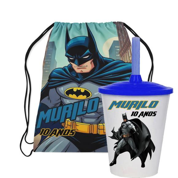 Mochilinha e Copo Twister Personalizado do Batman