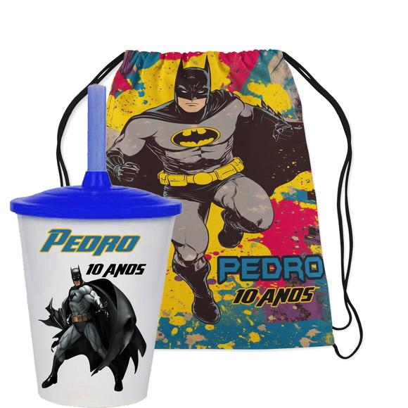 Mochilinha e Copo Twister Personalizado do Batman