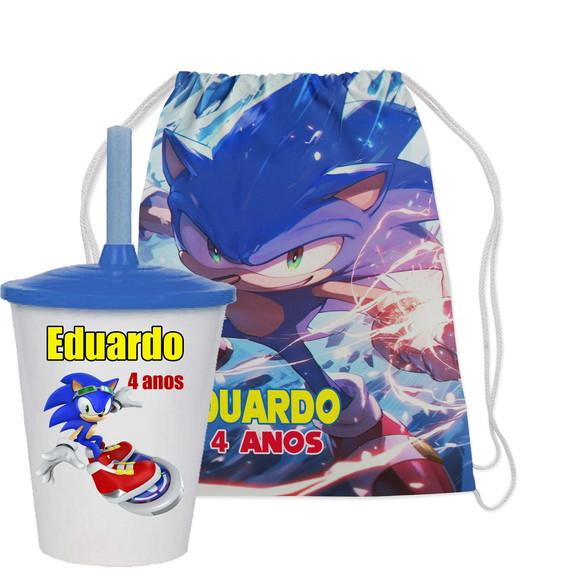 Mochilinha e Copo Twister Sonic