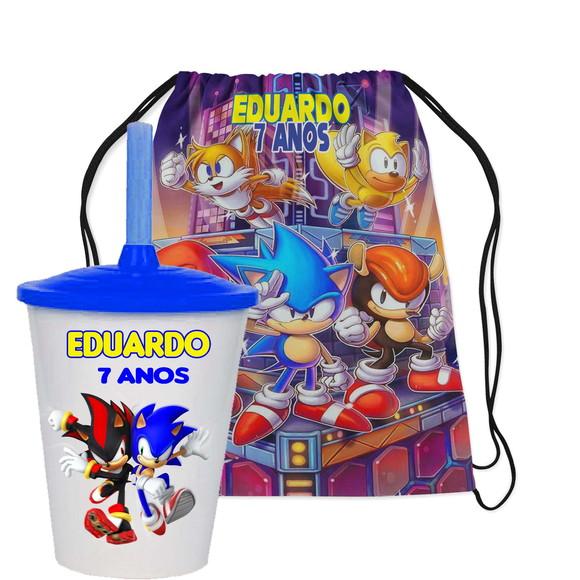 Mochilinha e Copo Twister Sonic