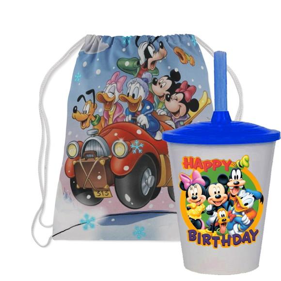 Mochilinha e Copo Twister Turma do Mickey Mouse Disney