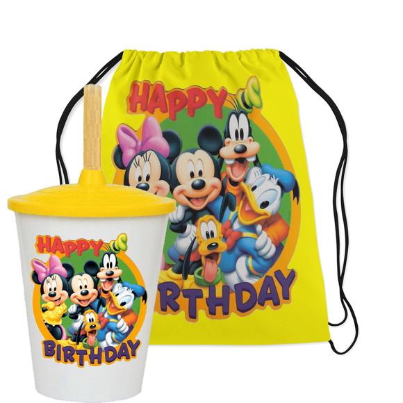 Mochilinha e Copo Twister Turma do Mickey Mouse Disney