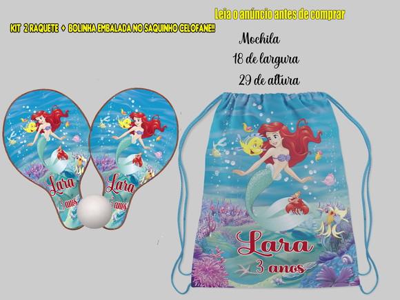 Mochilinha e Raquete da Sereia Ariel