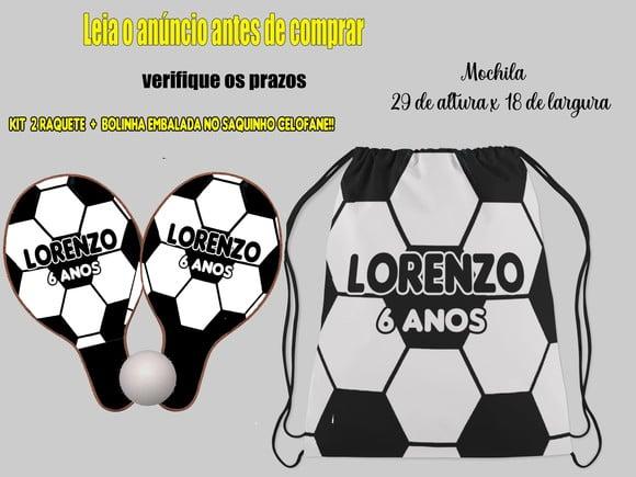 Mochilinha e Raquete Ping Pong Futebol