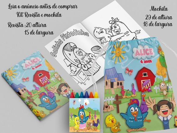 Mochilinha e Revista de Colorir