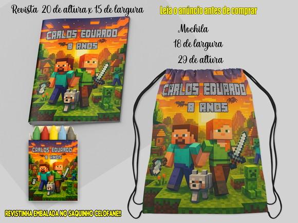 Mochilinha e Revista de Colorir do Minecraft