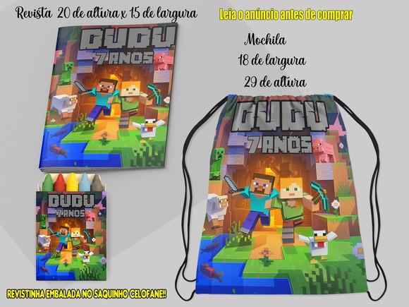 Mochilinha e Revista de Colorir do Minecraft