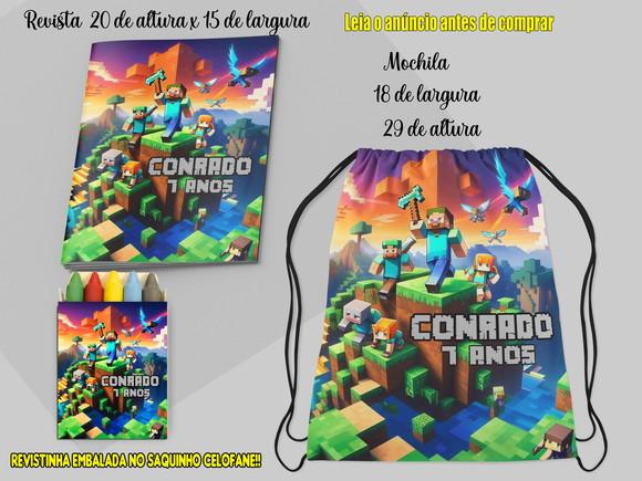 Mochilinha e Revista de Colorir do Minecraft